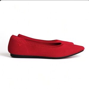 Vivaia Ruby Red Pointed-Toe Ballet Flats Aria 5° Women’s Size 38.5 | 7.5
